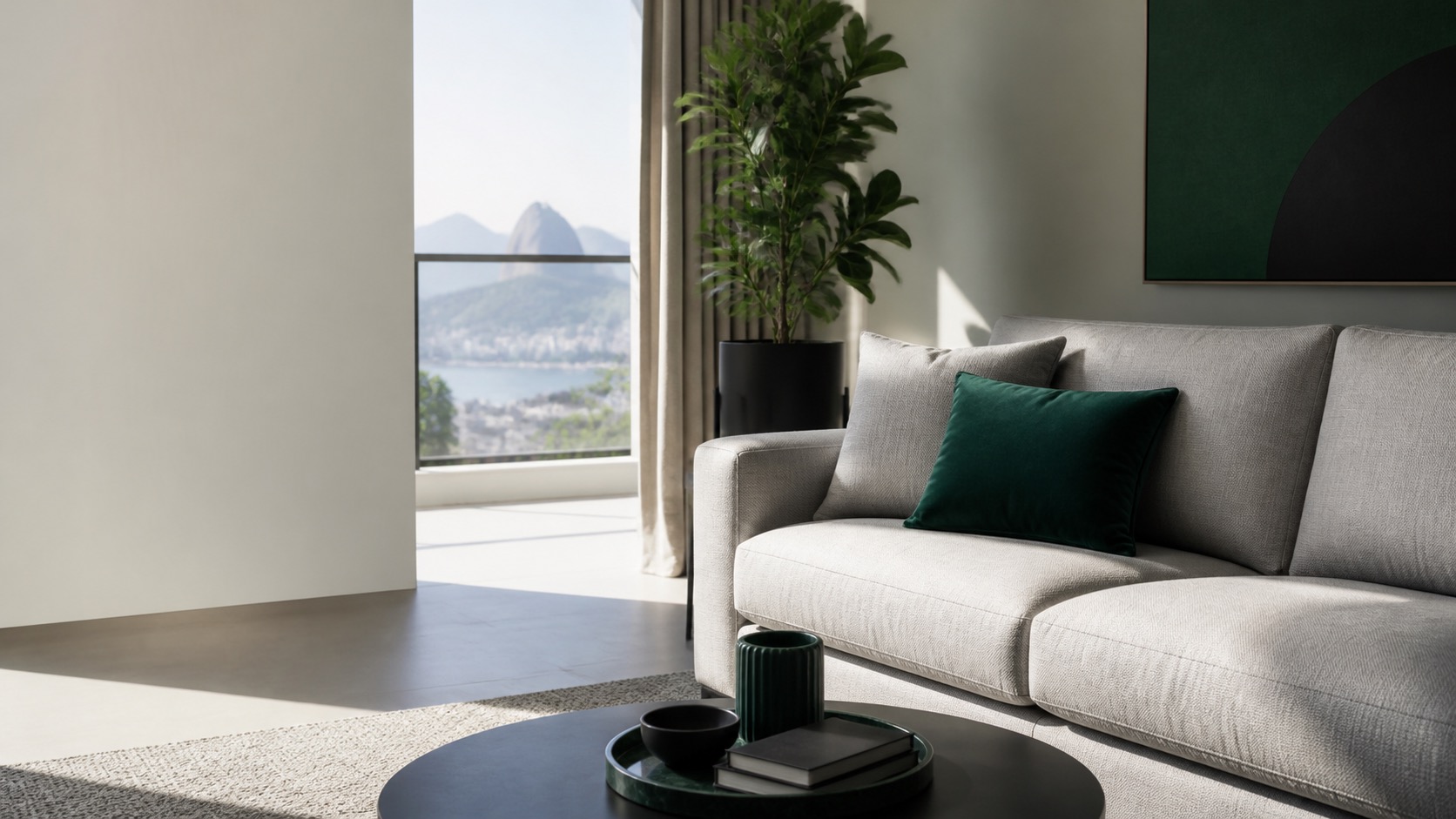 Sofá limpo em sala residencial no Rio de Janeiro
